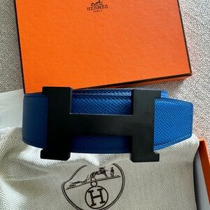 Constance belt buckle & Reversible / Hermes Men belt black / blue